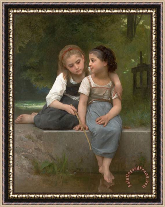 William Adolphe Bouguereau Fishing for Frogs Framed Print