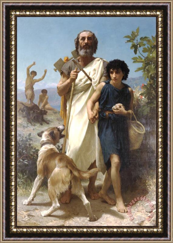 William Adolphe Bouguereau Homer And His Guide Framed Painting
