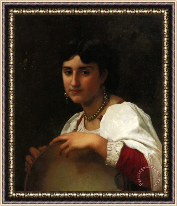 William Adolphe Bouguereau Italian Girl with Tambourine Framed Painting