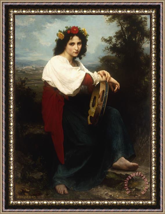 William Adolphe Bouguereau Italian Woman With A Tambourine Framed Print