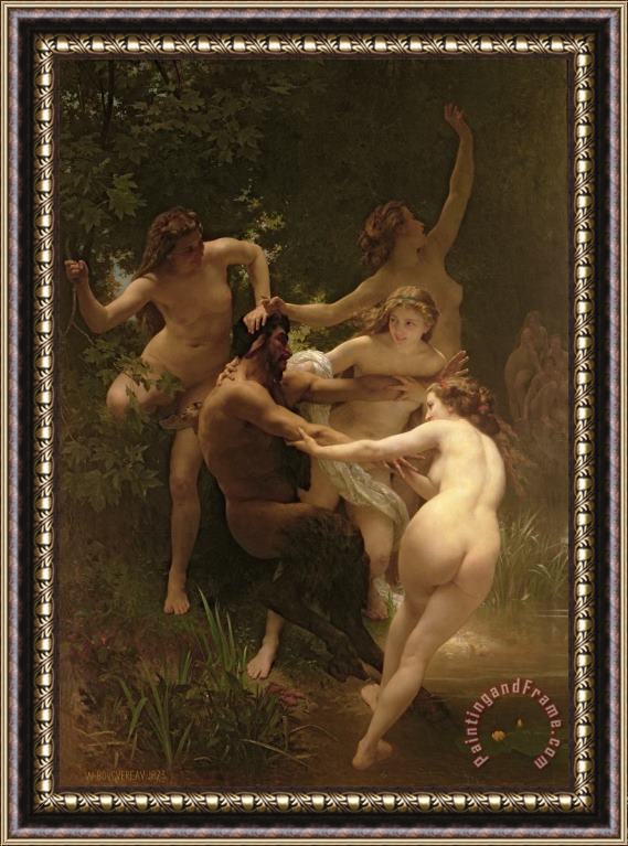 William Adolphe Bouguereau Nymphs and Satyr Framed Print