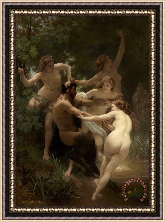 William Adolphe Bouguereau Nymphs And Satyr Framed Print