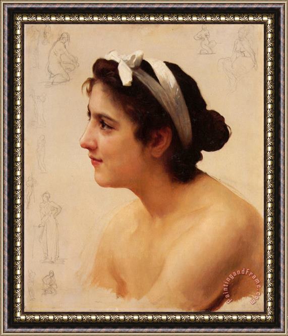 William Adolphe Bouguereau Study of a Woman for Offering to Love Framed Painting