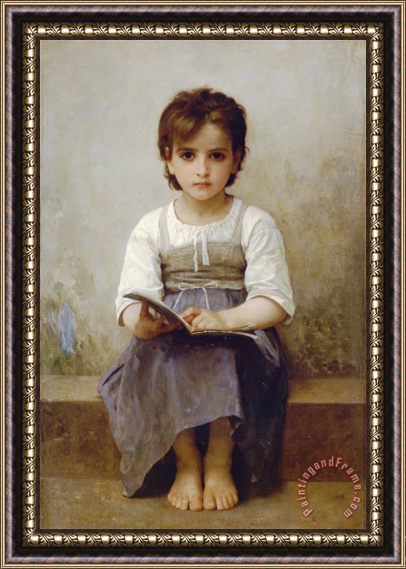 William Adolphe Bouguereau The Difficult Lesson Framed Painting