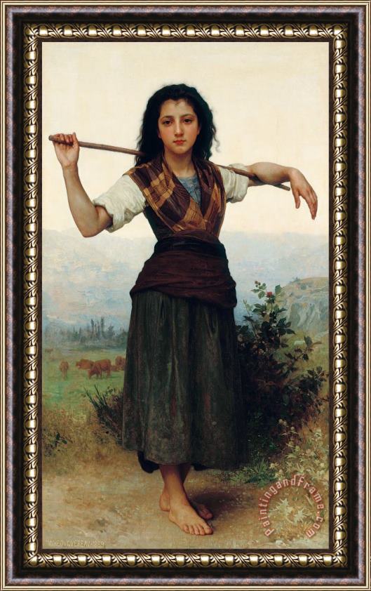 William Adolphe Bouguereau The Little Shepherdess Framed Print