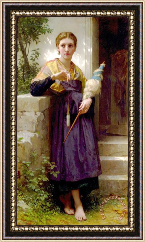 William Adolphe Bouguereau The Spinner Framed Painting