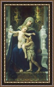 Baby, Bye Bye Framed Paintings - The Virgin, Baby Jesus And Saint John The Baptist by William Adolphe Bouguereau