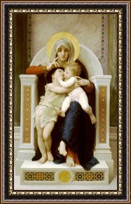 Baby, Bye Bye Framed Paintings - The Virgin, The Baby Jesus And Saint John The Baptist by William Adolphe Bouguereau
