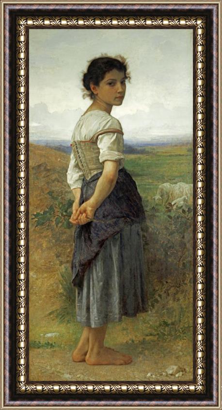 William Adolphe Bouguereau The Young Shepherdess Framed Painting