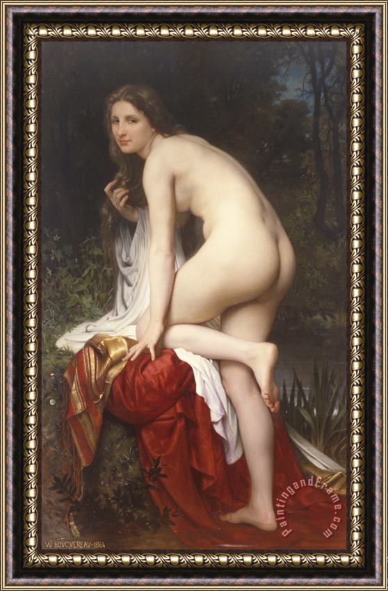 William Adolphe Bouguereau Woman Bathing Framed Painting