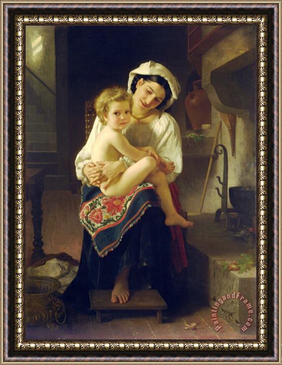 William Adolphe Bouguereau Young Mother Gazing at Her Child Framed Painting