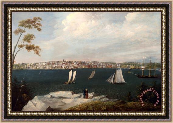William Allen Wall View of New Bedford From Fairhaven Circa 1848 Framed Painting