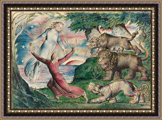 William Blake Dante Running From The Three Beasts Framed Painting