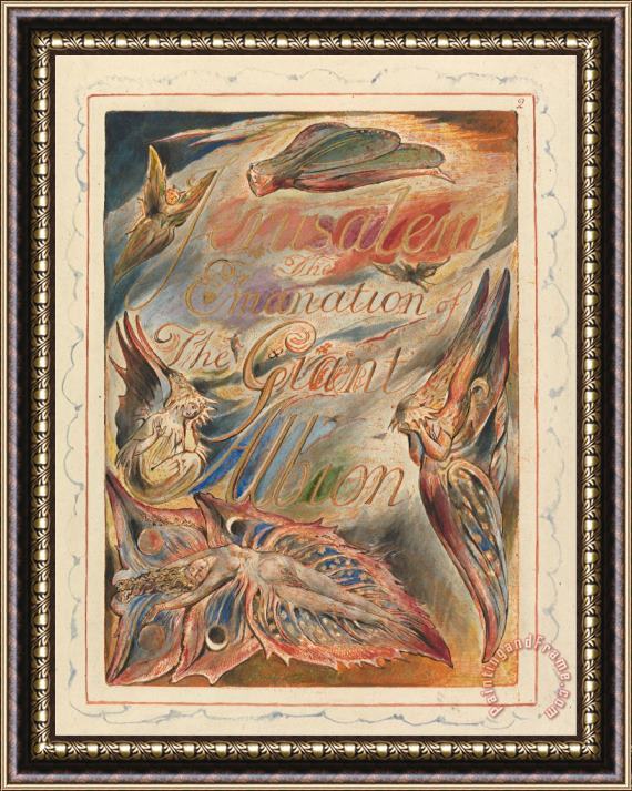 William Blake Jerusalem, Plate 2, Title Page Framed Painting