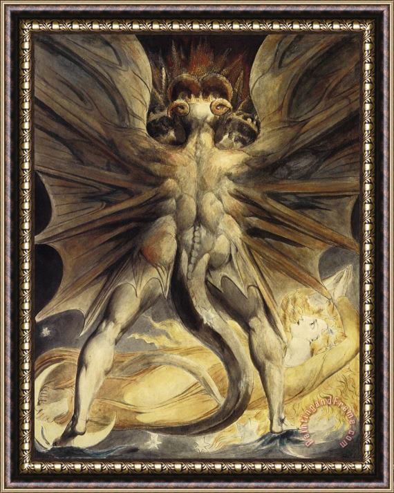 William Blake The Great Red Dragon And The Woman Clothed In Sun Framed Print