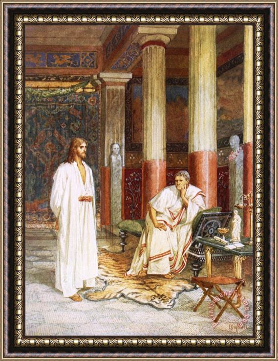 William Brassey Hole Jesus Being Interviewed Privately Framed Painting