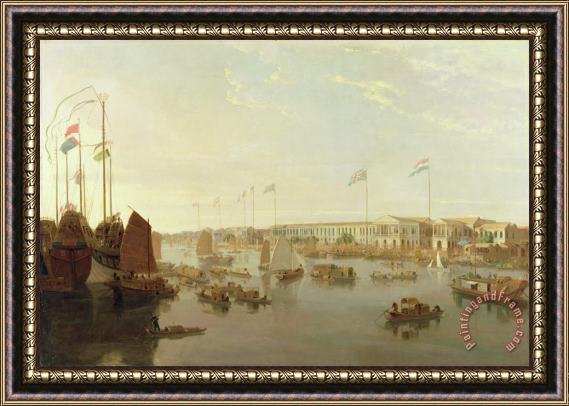 William Daniell The European Factories - Canton Framed Painting