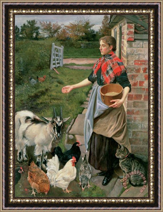 William Edward Millner Feeding the Chickens Framed Print