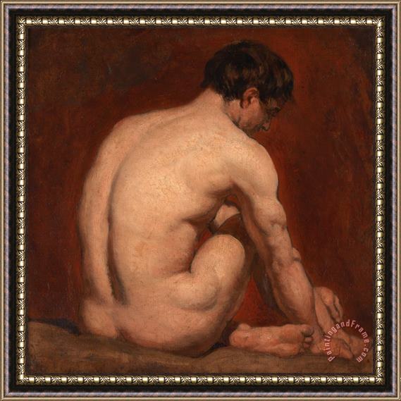 William Etty Male Nude, Kneeling, From The Back Framed Print