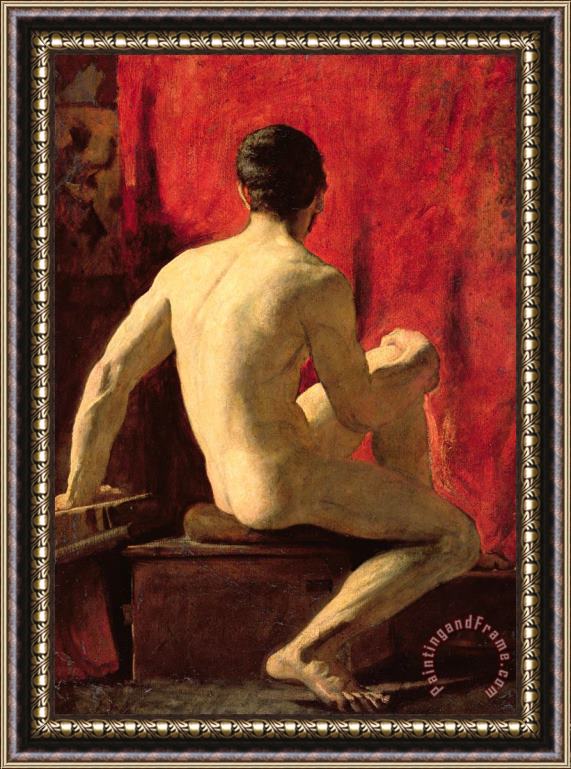 William Etty Seated Male Model Framed Painting