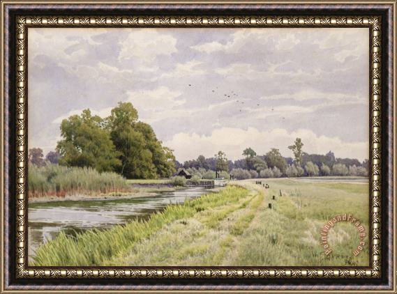 William Fraser Garden On the River Ouse Hemingford Grey Framed Painting