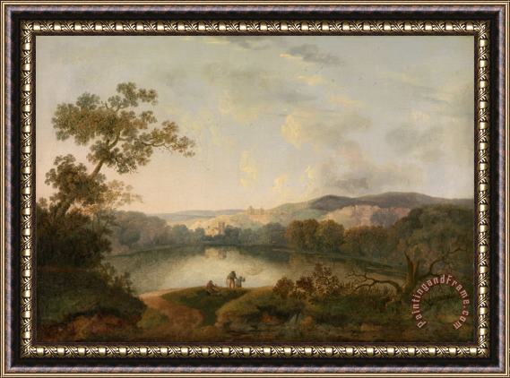 William Groombridge A View of a Lake with Fishermen Framed Print