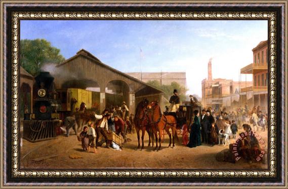 William Hahn Sacramento Railroad Station Framed Painting