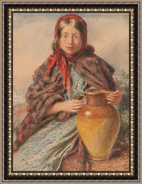 William Henry Hunt Cottage Girl Seated With A Pitcher Framed Painting