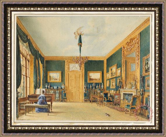 William Henry Hunt The Green Drawing Room of The Earl of Essex at Cassiobury Framed Painting