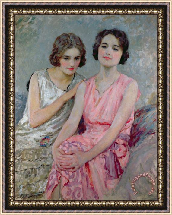 William Henry Margetson Two Young Women Seated Framed Print