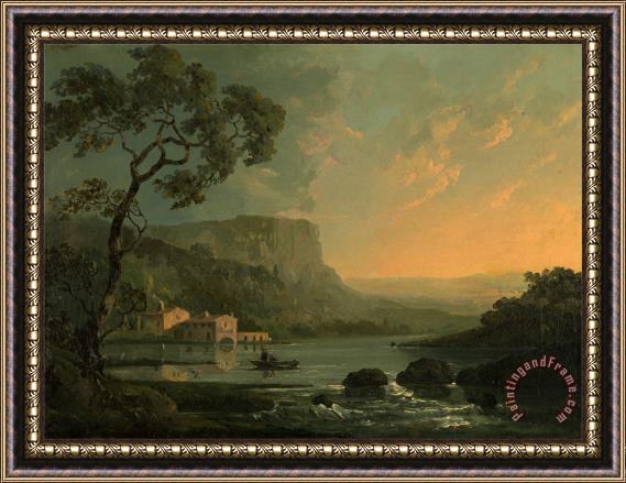 William Hodges Landscape with Fishermen on a Lake Framed Print