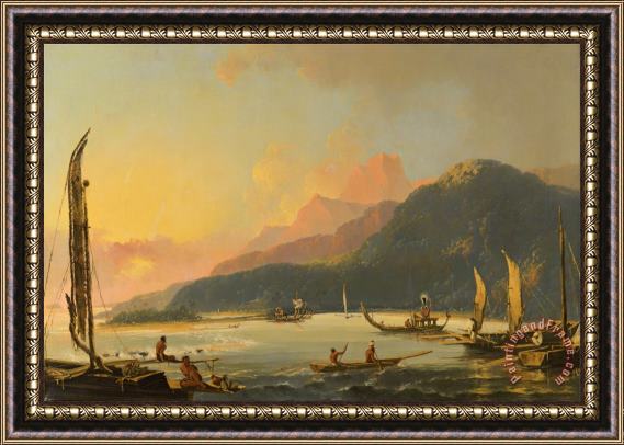 William Hodges Tahitian War Galleys in Matavai Bay, Tahiti Framed Painting