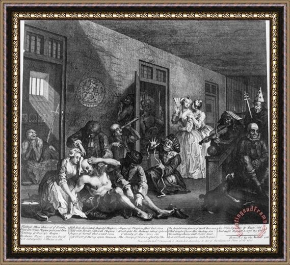 William Hogarth A Rake's Progress, Plate 8, in The Madhouse Framed Painting