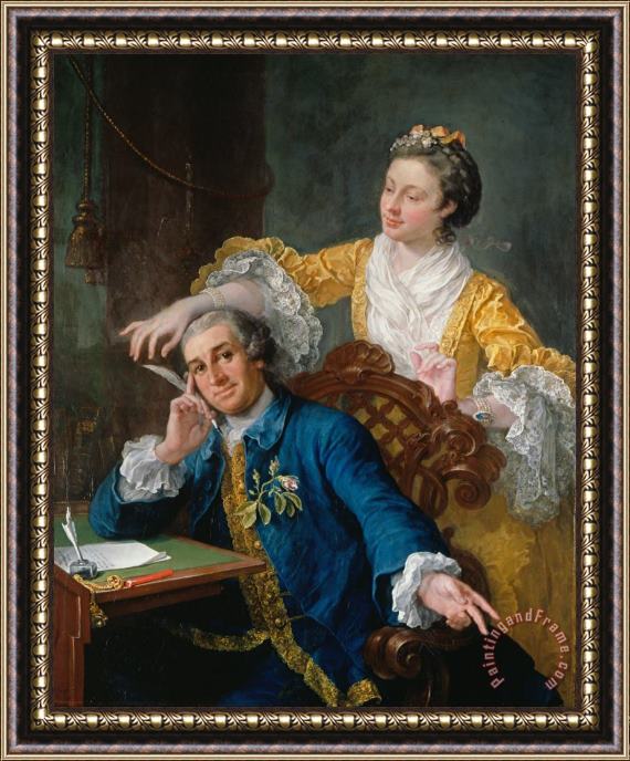 William Hogarth David Garrick (1717 79) with His Wife Eva Maria Veigel, La Violette Or Violetti (1725 Framed Painting