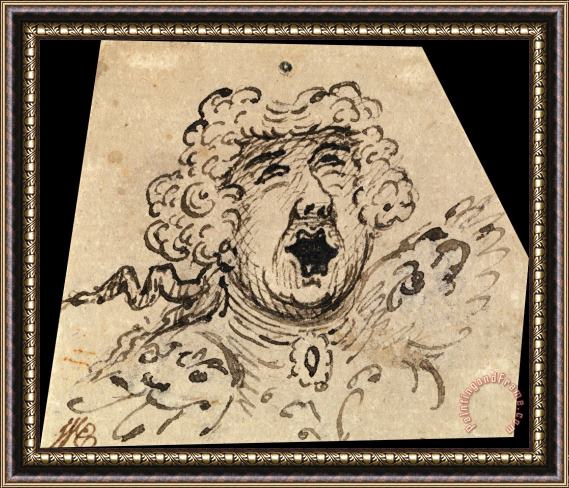 William Hogarth Grotesque Female Head Framed Painting