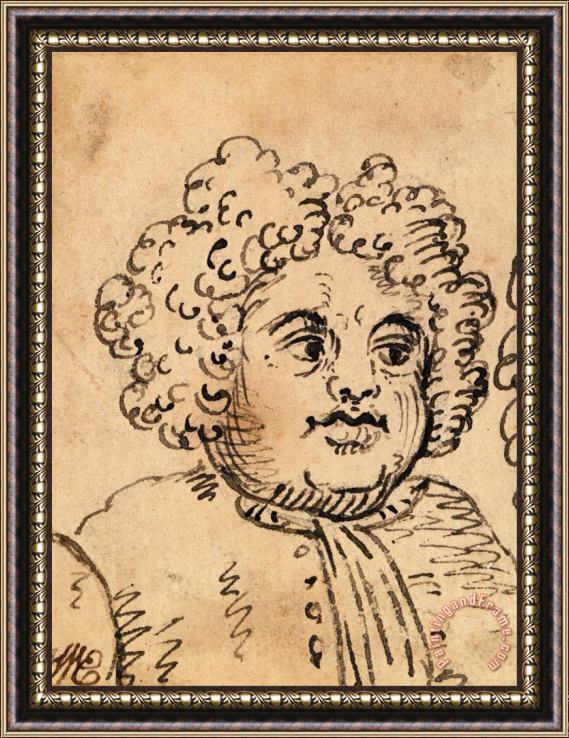 William Hogarth Grotesque Male Head Framed Painting