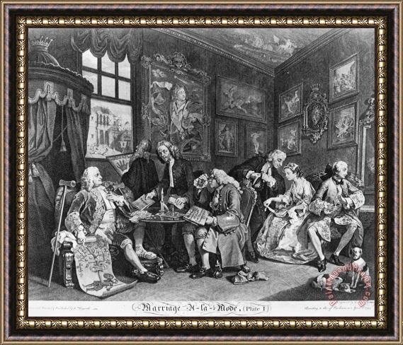 William Hogarth Marriage a La Mode, Plate 1, (the Marriage Contract) Framed Print