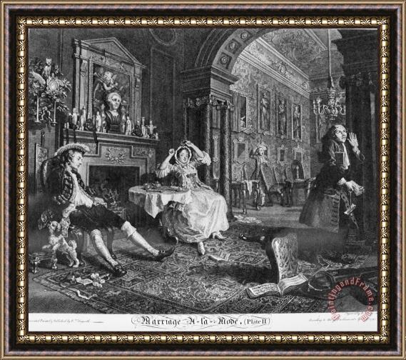 William Hogarth Marriage a La Mode, Plate 2, (early in The Morning) Framed Painting