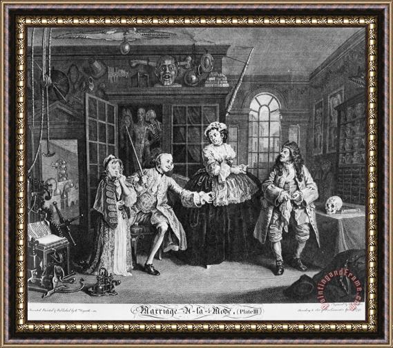 William Hogarth Marriage a La Mode, Plate 3, (the Scene with The Quack) Framed Print