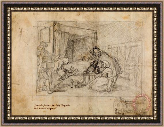 William Hogarth Operation Scene in a Hospital with Subsidiary Sketches in The Margin at The Lower Right Framed Print