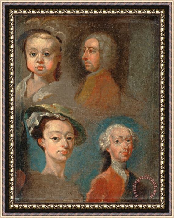 William Hogarth Studies of Heads Framed Painting