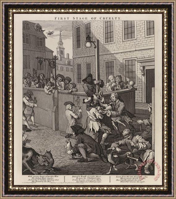 William Hogarth The First Stage of Cruelty Children Torturing Animals Framed Print