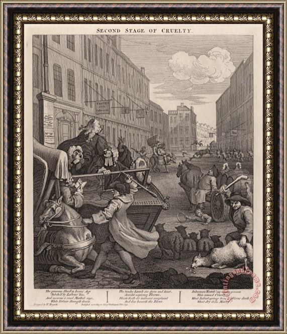 William Hogarth The Second Stage of Cruelty Coachman Beating a Fallen Horse Framed Painting