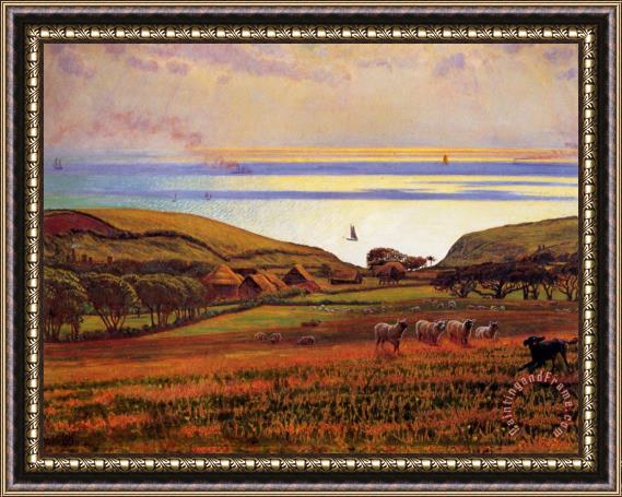 William Holman Hunt Fairlight Downs, Sunlight on The Sea Framed Painting