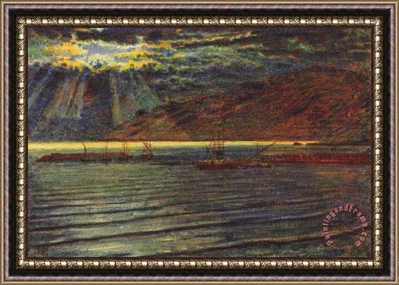 William Holman Hunt Fishingboats by Moonlight Framed Painting