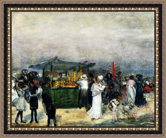 William James Glackens Fruit Stand, Coney Island Framed Painting