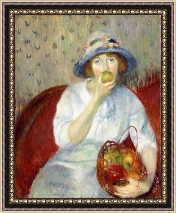 William James Glackens Girl with Green Apple Framed Print