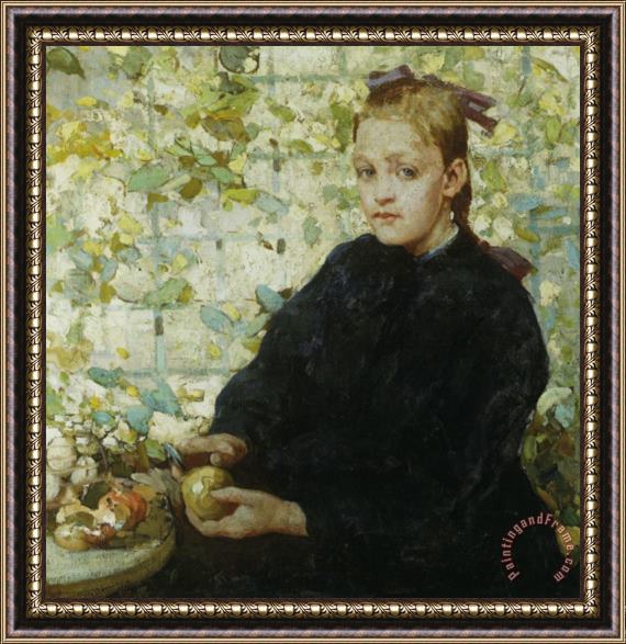 William Lee-hankey Young Woman Peeling an Apple Framed Painting