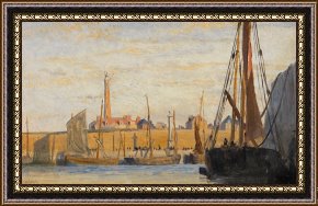 Lionel Walden Framed Paintings - A Continental Harbor by William Lionel Wyllie