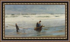 Lionel Walden Framed Paintings - Gathering Driftwood by William Lionel Wyllie